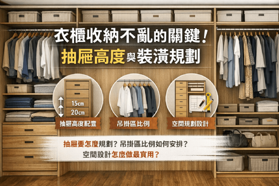 衣櫃收納不亂的關鍵！抽屜高度與裝潢規劃一次搞懂